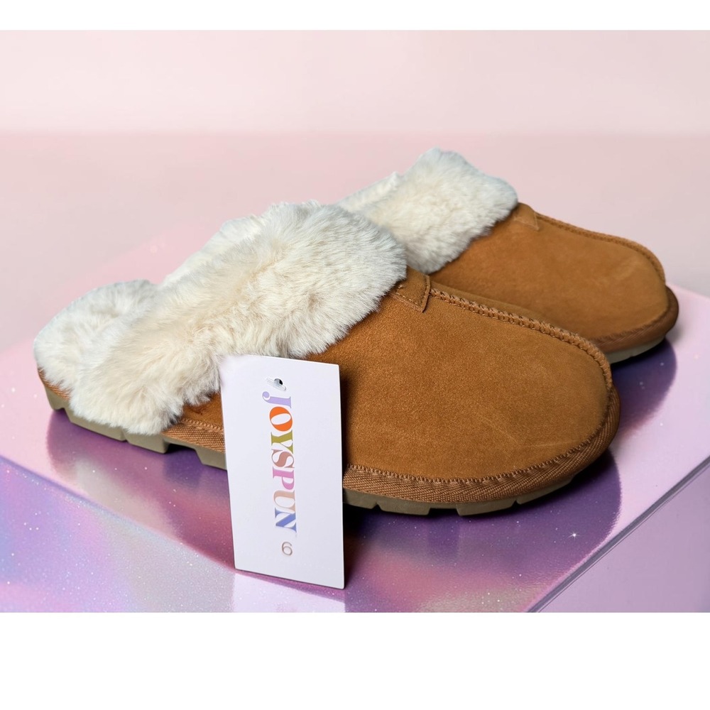 Joyspun - Women Basic Clog Slippers W/ Faux Fur Lining - Size 6 - *NEW!*